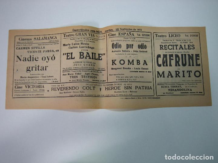 Carteles espect&aacute;culos: Antiguo programa de cines. Cartelera de peliculas 1972 - Foto 1