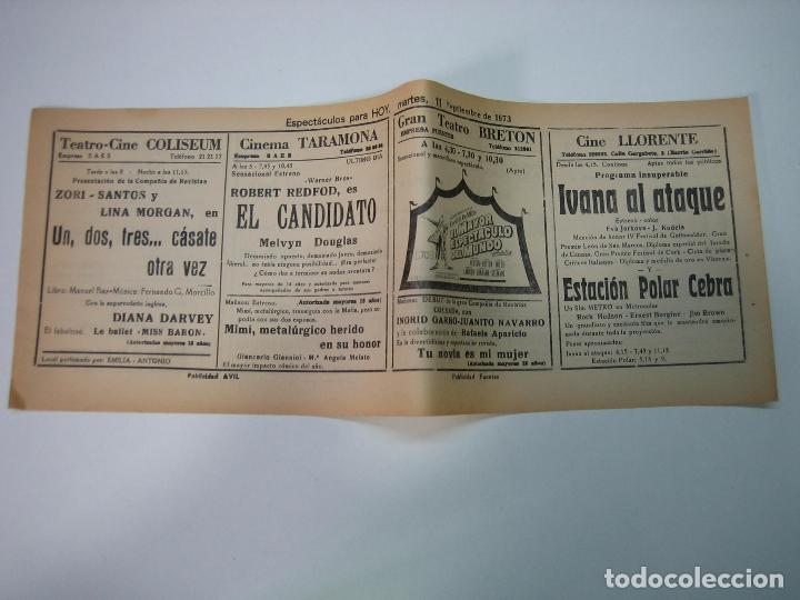 Carteles espect&aacute;culos: Antiguo programa de cines. Cartelera de peliculas 1973 - Foto 2