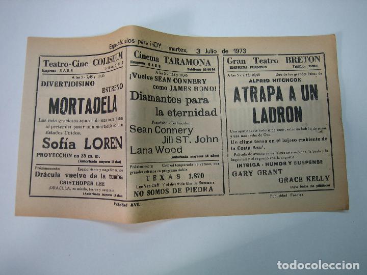 Carteles espect&aacute;culos: Antiguo programa de cines. Cartelera de peliculas 1973 - Foto 1