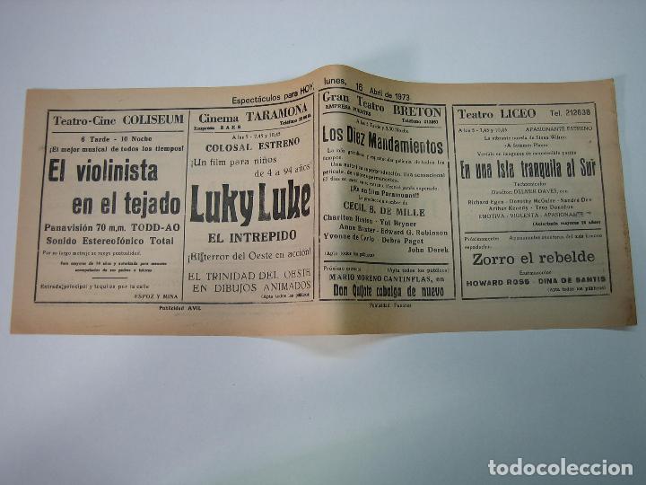 Carteles espect&aacute;culos: Antiguo programa de cines. Cartelera de peliculas 1973 - Foto 1