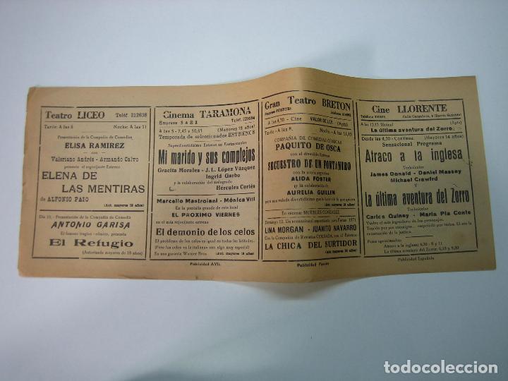 Carteles espect&aacute;culos: Antiguo programa de cines. Cartelera de peliculas 1971 - Foto 2