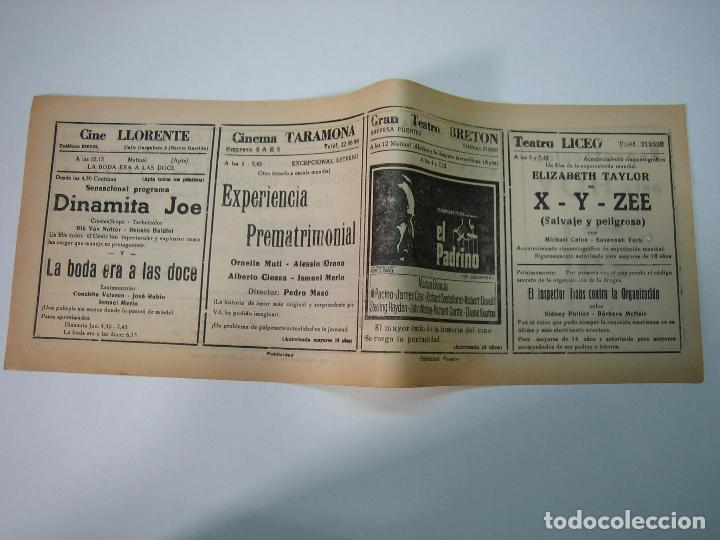 Carteles espect&aacute;culos: Antiguo programa de cines. Cartelera de peliculas 1972 - Foto 2