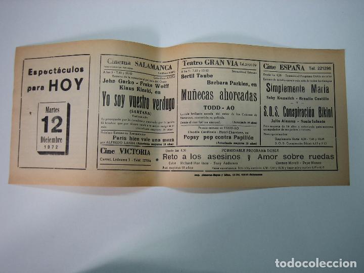Carteles espect&aacute;culos: Antiguo programa de cines. Cartelera de peliculas 1972 - Foto 1
