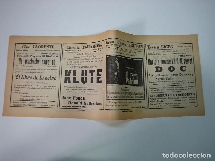 Carteles espect&aacute;culos: Antiguo programa de cines. Cartelera de peliculas 1972 - Foto 2