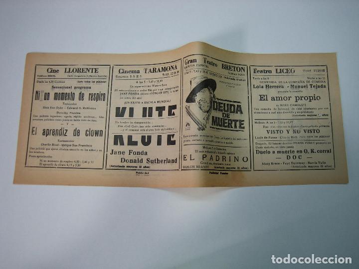 Carteles espect&aacute;culos: Antiguo programa de cines. Cartelera de peliculas 1972 - Foto 2