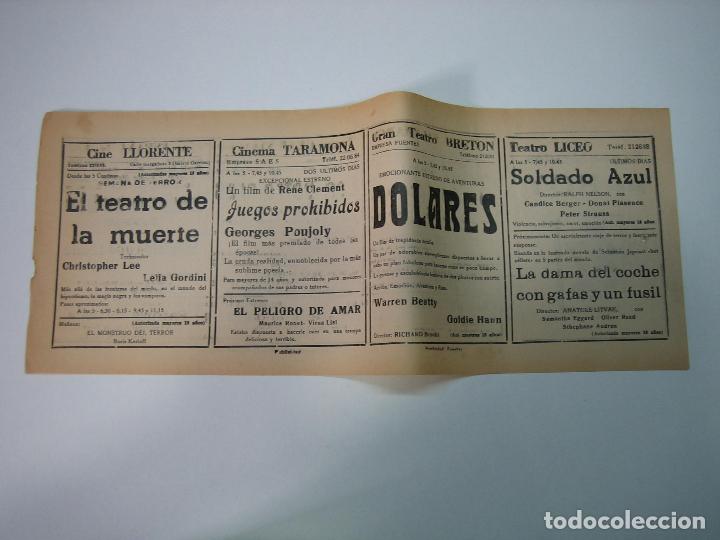 Carteles espect&aacute;culos: Antiguo programa de cines. Cartelera de peliculas 1972 - Foto 2