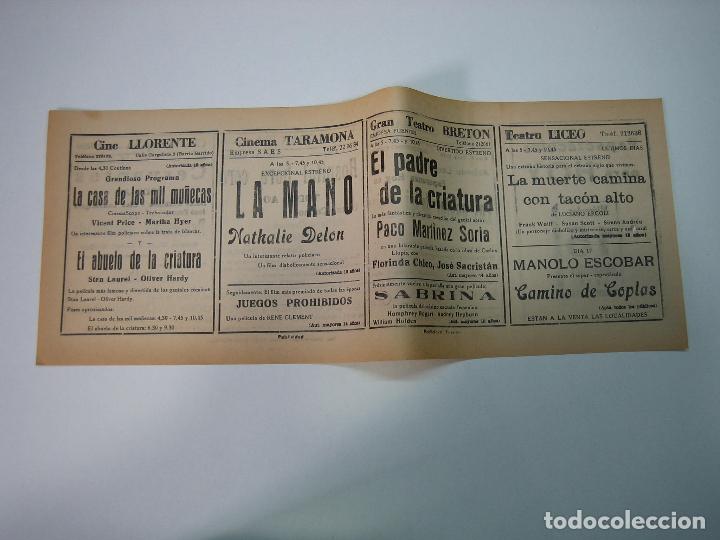 Carteles espect&aacute;culos: Antiguo programa de cines. Cartelera de peliculas 1972 - Foto 2