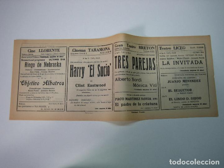 Carteles espect&aacute;culos: Antiguo programa de cines. Cartelera de peliculas 1972 - Foto 2