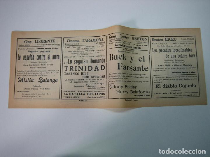 Carteles espect&aacute;culos: Antiguo programa de cines. Cartelera de peliculas 1972 - Foto 2