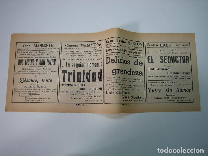 Carteles espect&aacute;culos: Antiguo programa de cines. Cartelera de peliculas 1972 - Foto 2