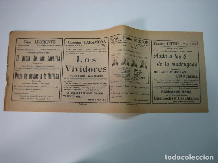 Carteles espect&aacute;culos: Antiguo programa de cines. Cartelera de peliculas 1972 - Foto 2