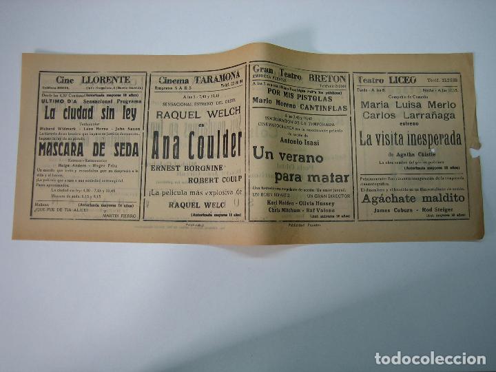 Carteles espect&aacute;culos: Antiguo programa de cines. Cartelera de peliculas 1972 - Foto 2