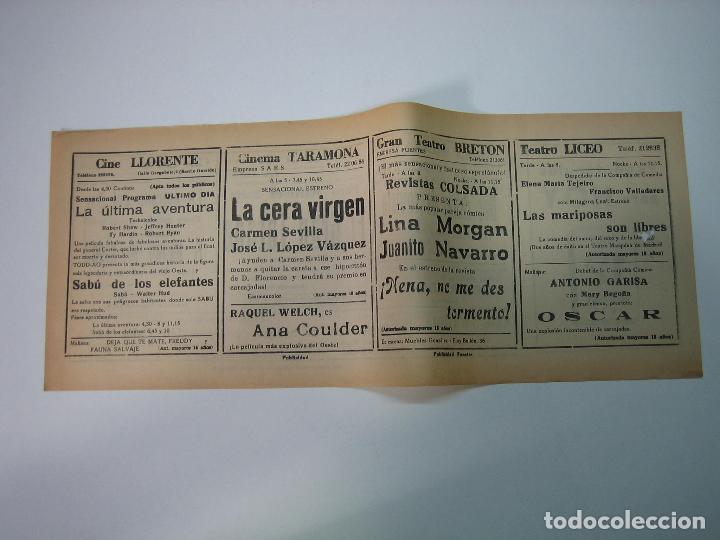 Carteles espect&aacute;culos: Antiguo programa de cines. Cartelera de peliculas 1972 - Foto 2