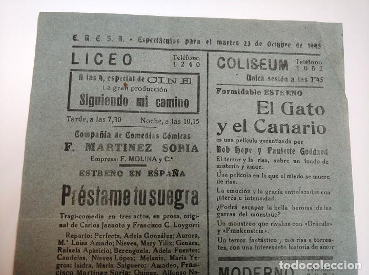 Carteles espect&aacute;culos: Programa eresa espectaculos 1945 liceo - coliseum - moderno - paco martinez soria - Foto 2