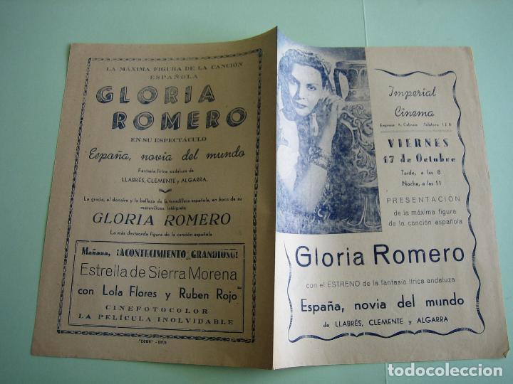 Carteles espect&aacute;culos: Antiguo Programa de espect&aacute;culo. Gloria Romero - Foto 2