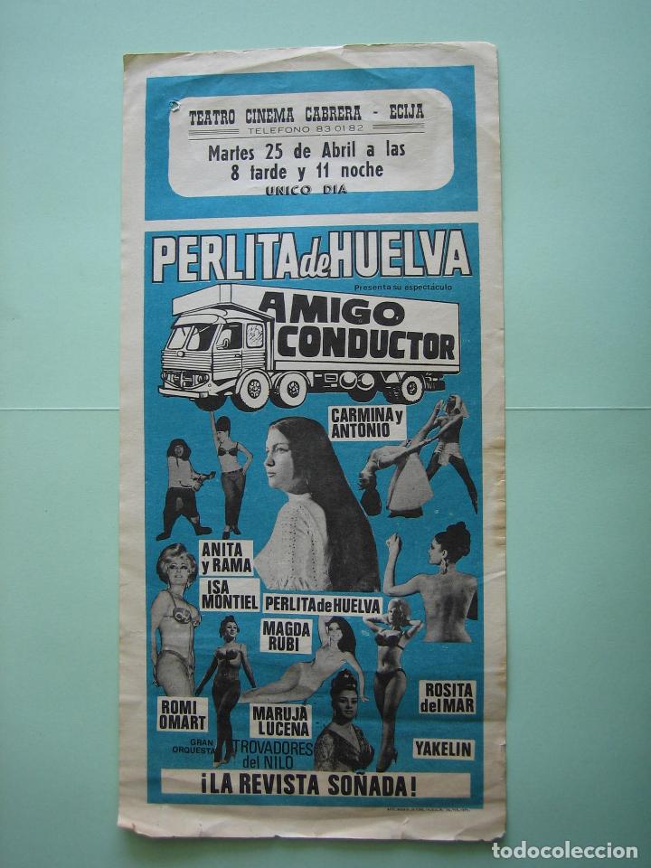 Carteles espect&aacute;culos: Antiguo Programa de espect&aacute;culo flamenco . Permita de Huelva. M 34,5 x17 cm - Foto 1