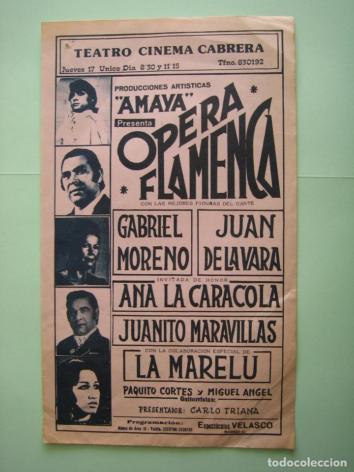 Carteles espect&aacute;culos: Antiguo Programa de espect&aacute;culo flamenco . M 31,5x18 cm - Foto 1