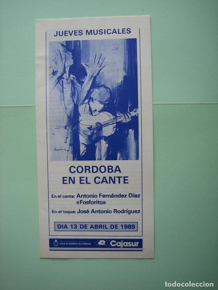 Carteles espect&aacute;culos: Antiguo Programa de espect&aacute;culo flamenco. C&oacute;rdoba en el cante - Foto 1