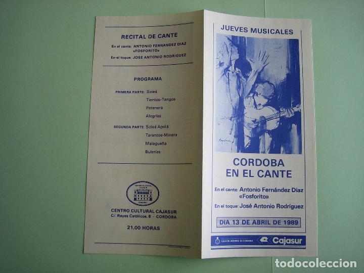 Carteles espect&aacute;culos: Antiguo Programa de espect&aacute;culo flamenco. C&oacute;rdoba en el cante - Foto 2