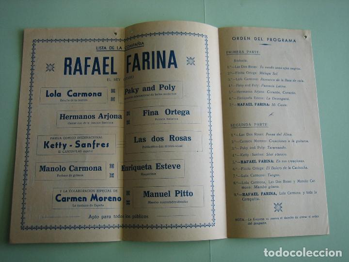 Carteles espect&aacute;culos: Antiguo Programa de espect&aacute;culo flamenco. Rafael Farina 1961 - Foto 2