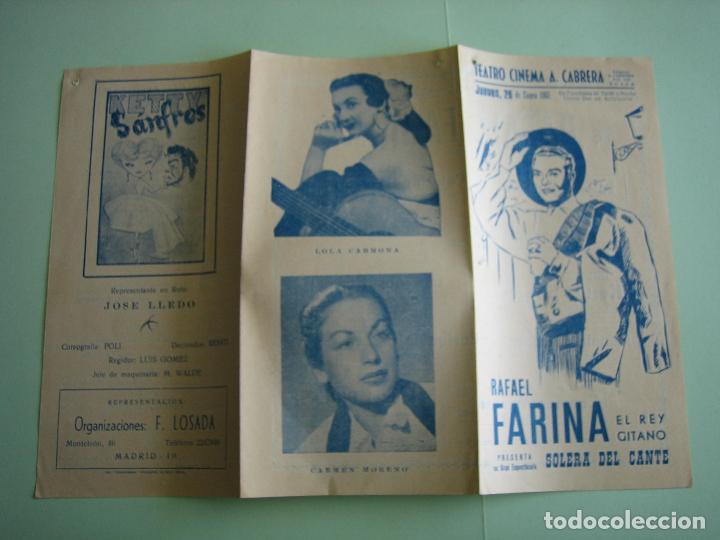 Carteles espect&aacute;culos: Antiguo Programa de espect&aacute;culo flamenco. Rafael Farina 1961 - Foto 3