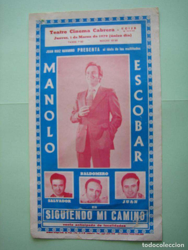 Carteles espect&aacute;culos: Antiguo Programa de espect&aacute;culo flamenco. Manolo Escobar. M 28x16 cm - Foto 1