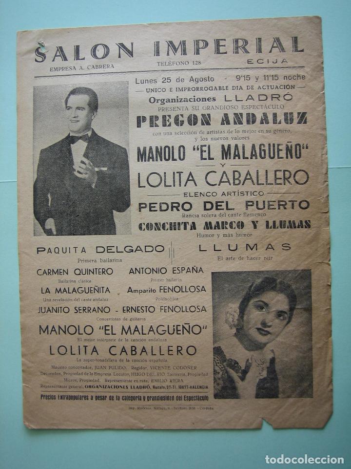 Carteles espect&aacute;culos: Antiguo Programa de espect&aacute;culo flamenco. M 29x21,5 cm - Foto 1