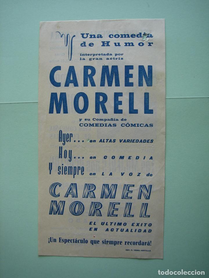 Carteles espect&aacute;culos: Antiguo programa de espect&aacute;culos. Carmen Morell - Foto 2