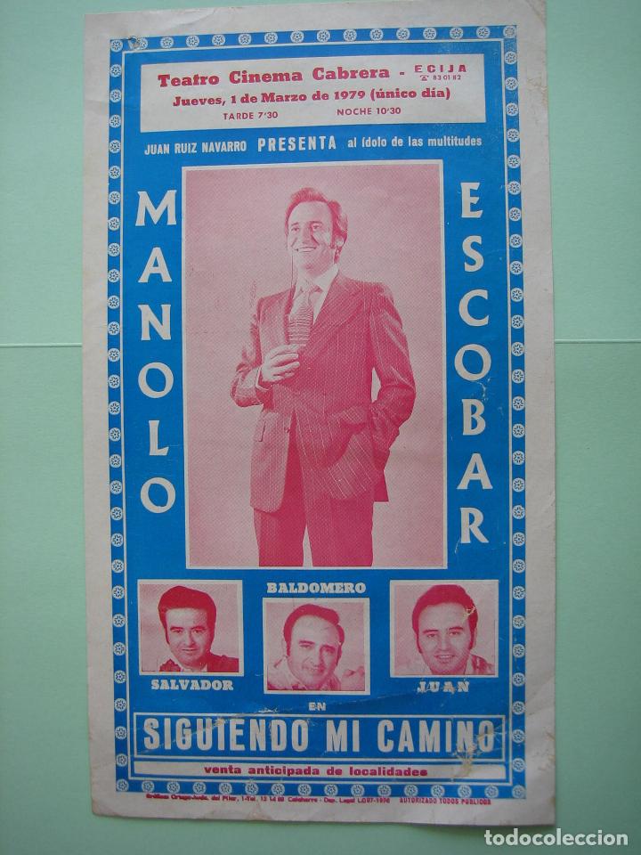Carteles espect&aacute;culos: Antiguo programa de espect&aacute;culos. Manolo Escobar - Foto 1
