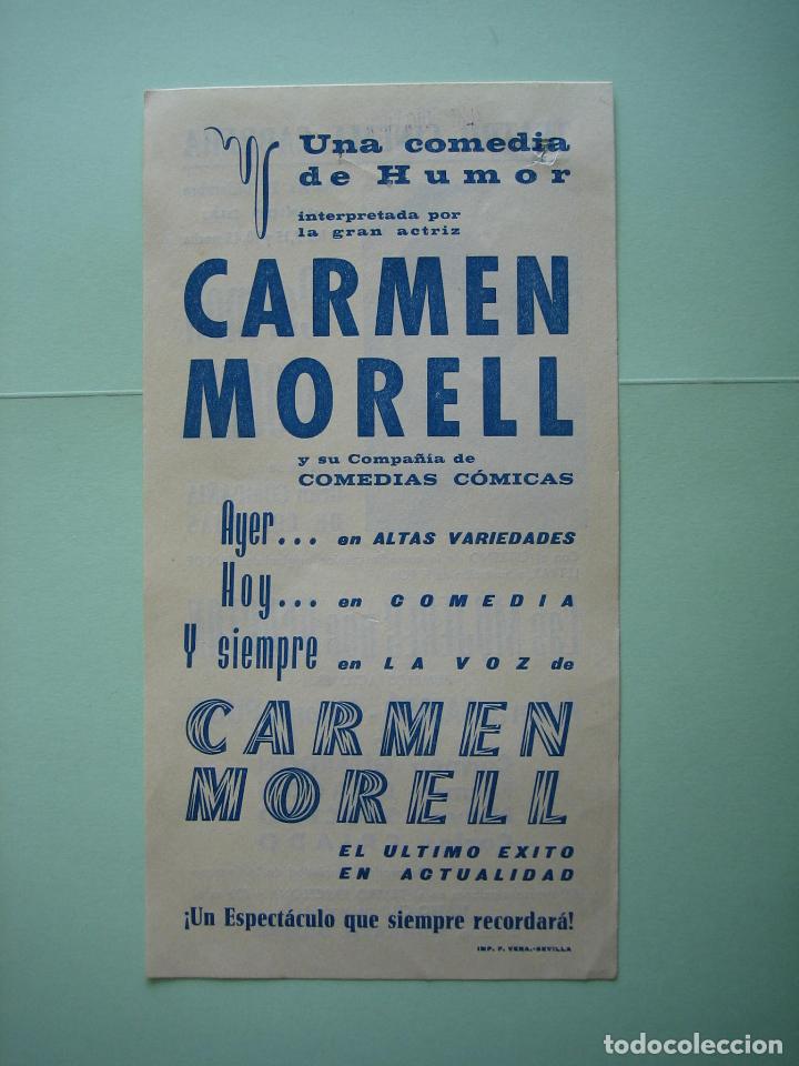 Carteles espect&aacute;culos: Antiguo programa de espect&aacute;culos. Carmen Morell - Foto 2