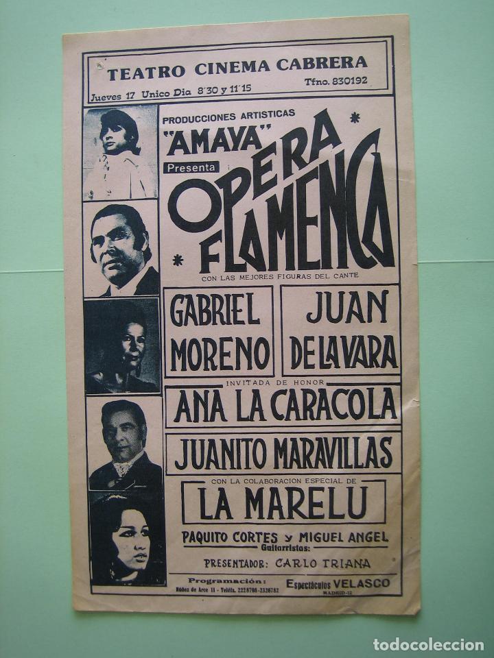 Carteles espect&aacute;culos: Antiguo programa de espect&aacute;culos. Flamenco. M 32x18,5 cm - Foto 1