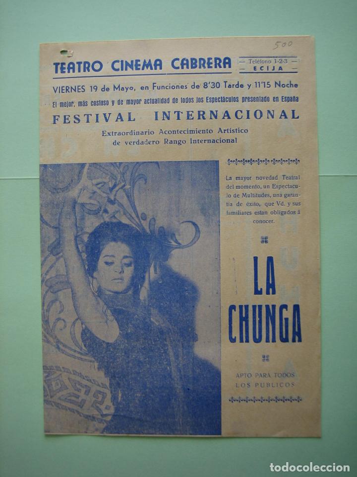 Carteles espect&aacute;culos: Antiguo programa de espect&aacute;culos. Flamenco. La Chunga - Foto 1