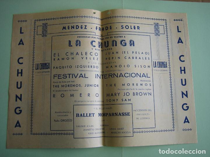Carteles espect&aacute;culos: Antiguo programa de espect&aacute;culos. Flamenco. La Chunga - Foto 2