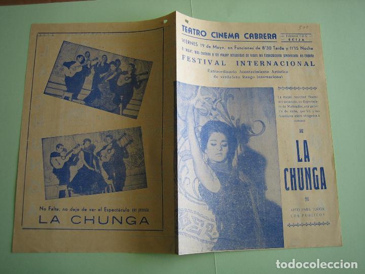 Carteles espect&aacute;culos: Antiguo programa de espect&aacute;culos. Flamenco. La Chunga - Foto 3