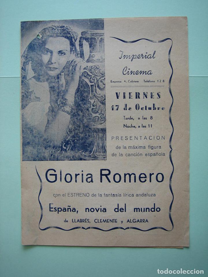 Carteles espect&aacute;culos: Antiguo programa de espect&aacute;culos. Flamenco. Gloria Romero - Foto 1