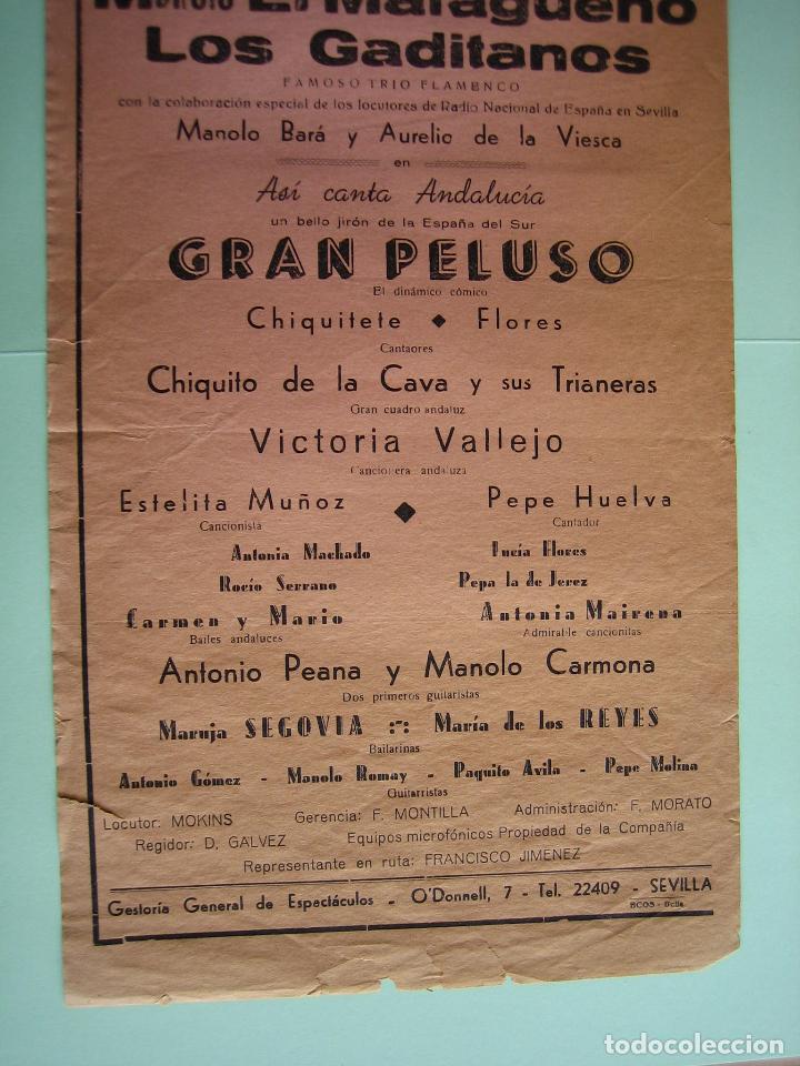 Carteles espect&aacute;culos: Antiguo programa de espect&aacute;culos. Flamenco - Foto 3
