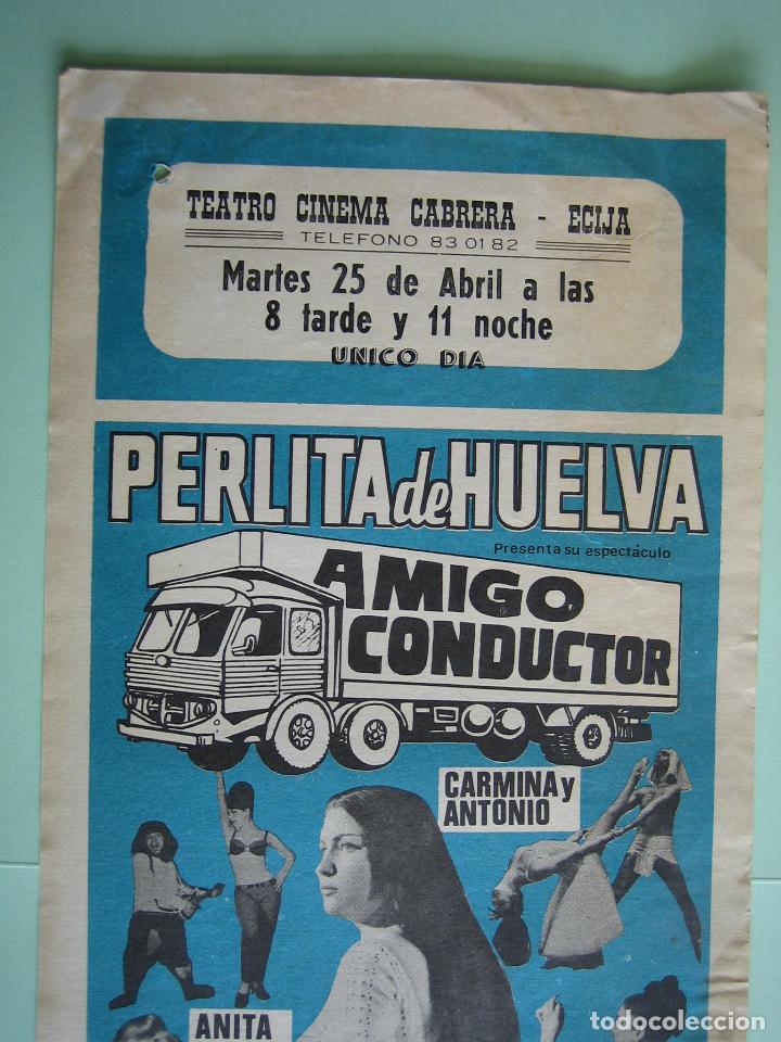 Carteles espect&aacute;culos: Antiguo programa de espect&aacute;culos. Flamenco. Perlita de Huelva - Foto 2