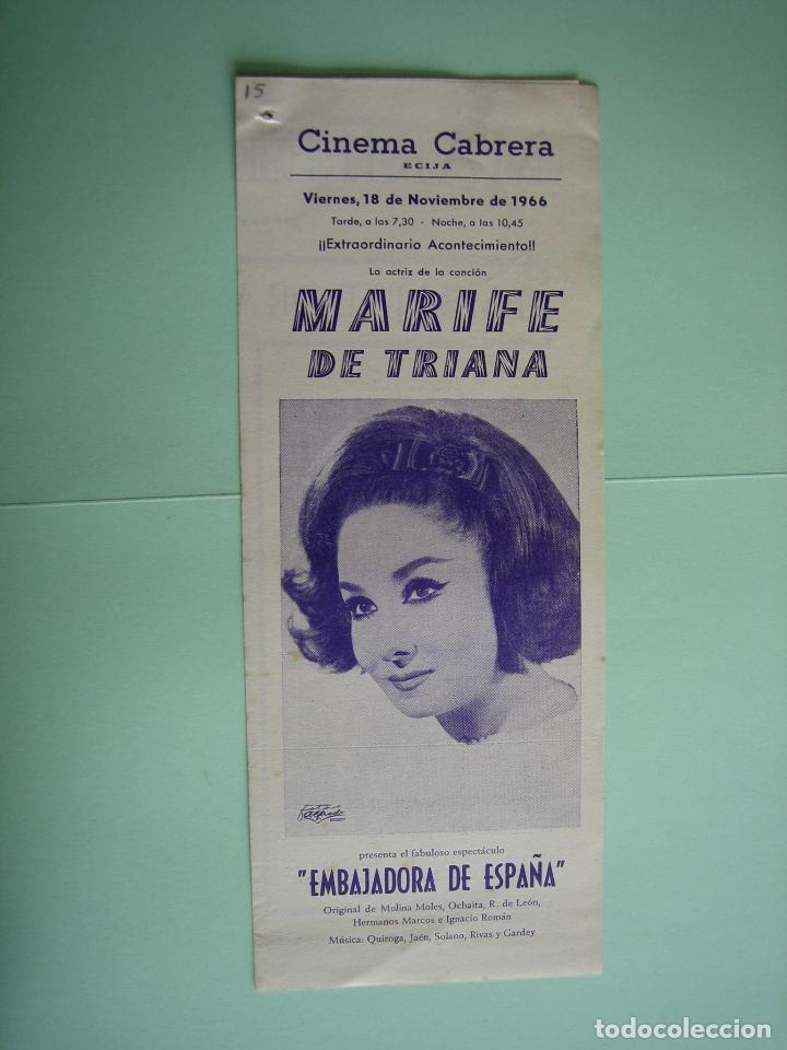 Carteles espect&aacute;culos: Antiguo programa de espect&aacute;culos. Flamenco. Mari Fe de Triana - Foto 1