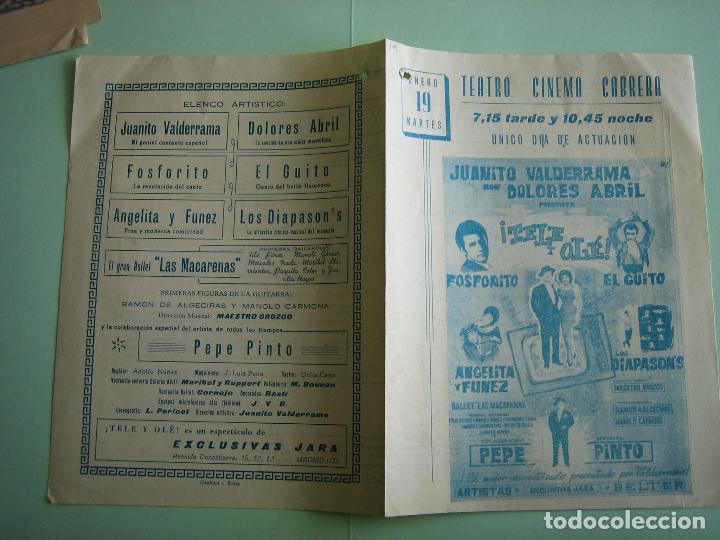 Carteles espect&aacute;culos: Antiguo programa de espect&aacute;culos. Flamenco. Valderrama,....... - Foto 3
