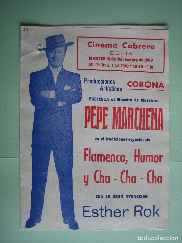 Carteles espect&aacute;culos: Antiguo programa de espect&aacute;culos. Flamenco. Pepe Marchena - Foto 1