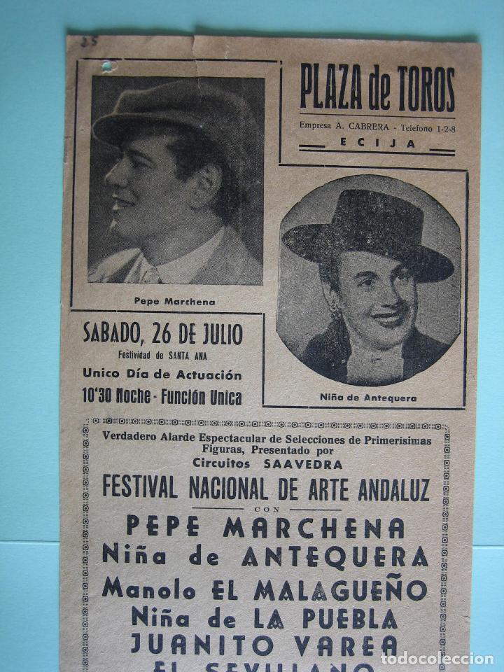 Carteles espect&aacute;culos: Antiguo programa de espect&aacute;culos. Flamenco. Pepe Marchena - Foto 2