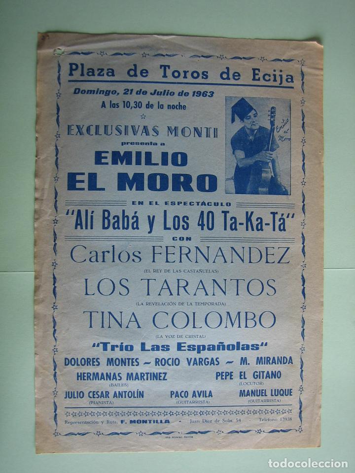 Carteles espect&aacute;culos: Antiguo programa de espect&aacute;culos. Flamenco. Emilio El Moro - Foto 1