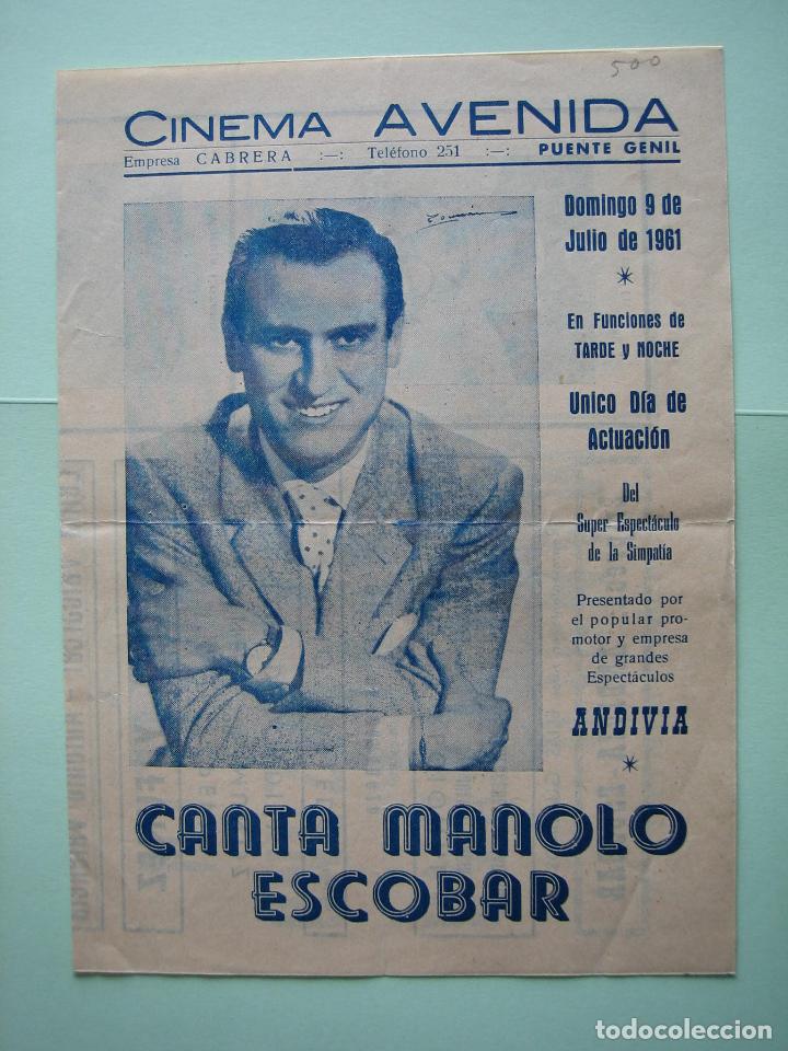 Carteles espect&aacute;culos: Antiguo programa de espect&aacute;culos. Flamenco. Copla. Manolo Escobar - Foto 1