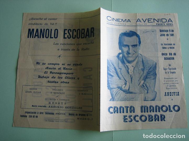 Carteles espect&aacute;culos: Antiguo programa de espect&aacute;culos. Flamenco. Copla. Manolo Escobar - Foto 2