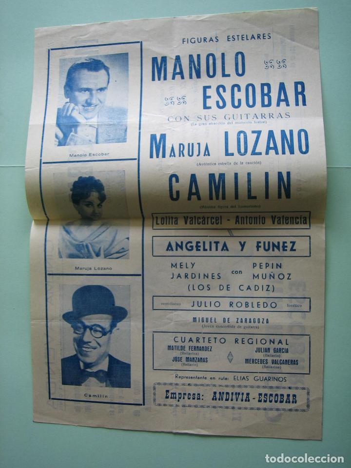 Carteles espect&aacute;culos: Antiguo programa de espect&aacute;culos. Flamenco. Copla. Manolo Escobar - Foto 3