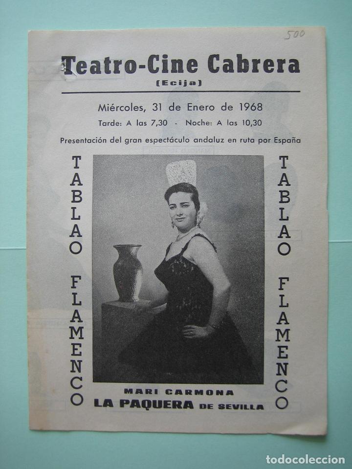 Carteles espect&aacute;culos: Antiguo programa de espect&aacute;culos. Flamenco. Copla. La Paquera - Foto 1