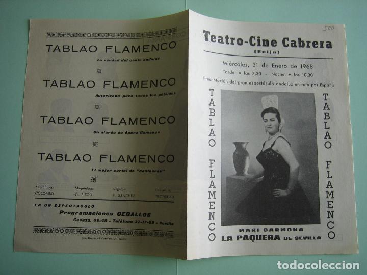 Carteles espect&aacute;culos: Antiguo programa de espect&aacute;culos. Flamenco. Copla. La Paquera - Foto 3