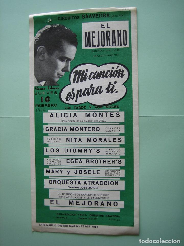 Carteles espect&aacute;culos: Antiguo programa de espect&aacute;culos. Flamenco. Copla. El Mejorano - Foto 1