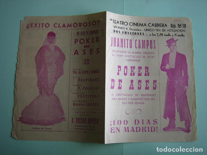 Carteles espect&aacute;culos: Antiguo programa de espect&aacute;culos. Flamenco. Copla. Juanito Campos - Foto 3