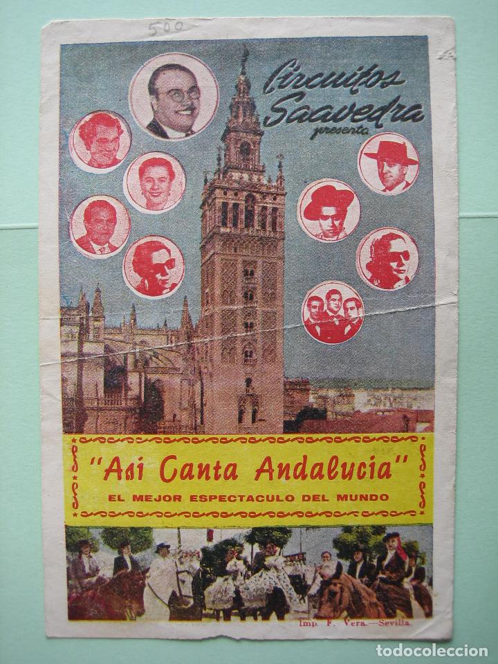 Carteles espect&aacute;culos: Antiguo programa de espect&aacute;culos. Flamenco. Sevilla - Foto 1